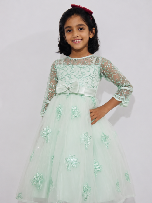 Merat Girls Green Net Dress