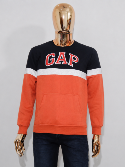 Brands Icon Men Black & Peach Round Neck Sweatshirt