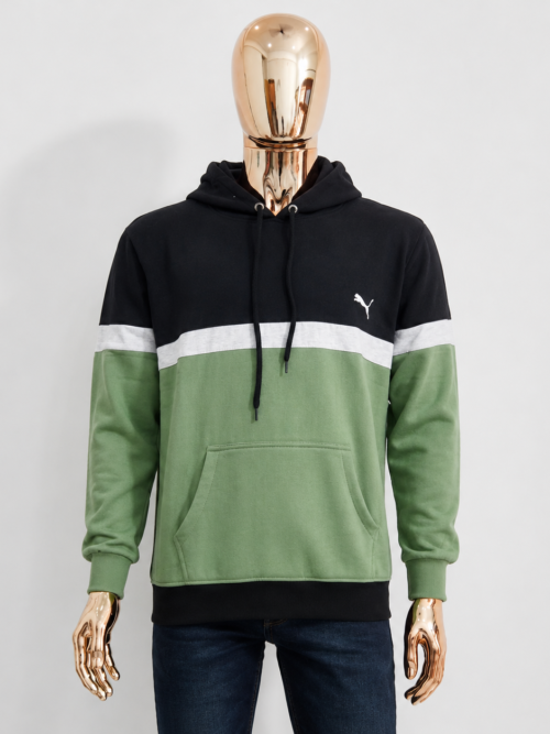 Brands Icon Men Black & Green Hooded Sweatshirt