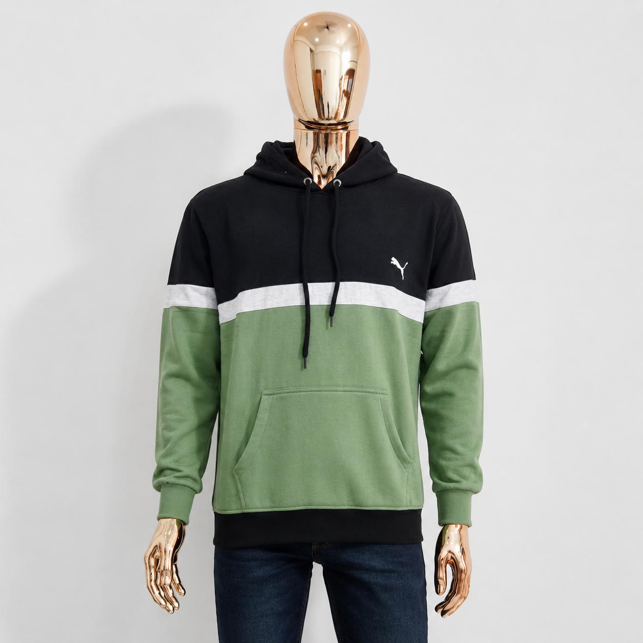 Brands Icon Men Black & Green Hooded Sweatshirt