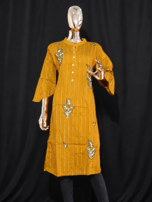 Galaxy Women Mustard Yellow Printed Kurta